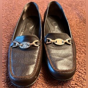 Bally flat leather loafers, brown. Size 9